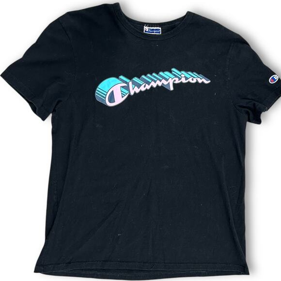Vintage Y2K Champion Black T-Shirt Men’s Medium – Pink &  Blue Graffiti Logo - Picture 1 of 7